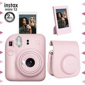 Instax Mini 12 Pembe Fotoğraf Makinesi Çerçeve ve Deri Kılıf Seti