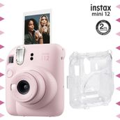 Instax Mini 12 Pembe Fotoğraf Makinesi ve Şeffaf Kılıf Seti