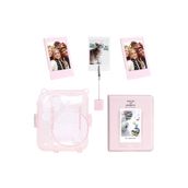 Instax Mini 12 Simli Şeffaf Pembe Kılıf PVC 64'lü Albüm ve Fotoğraf Çerçeveleri Aksesuar Seti