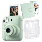 Instax Mini 12 Yeşil 10'lu Film Kare Albüm Şeffaf Kılıf ve Fotoğraf Makinesi Seti