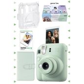 Instax Mini 12 Yeşil 10'lu Film Laporta Albüm Şeffaf Kılıf ve Fotoğraf Makinesi Seti