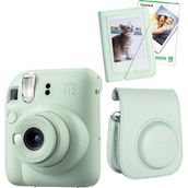 Instax Mini 12 Yeşil 10'lu Film Mini Albüm Deri Kılıf ve Fotoğraf Makinesi Seti