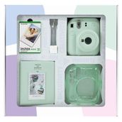 Instax Mini 12 Yeşil 10'lu Film Simli Pleksi Kılıf PVC Albüm Kıskaçlı Resim Standı Bundle Box ve Fotoğraf Makinesi