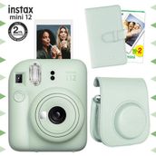 Instax Mini 12 Yeşil 20'li Film Laporta Albüm Deri Kılıf ve Fotoğraf Makinesi Seti