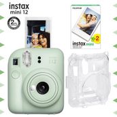 Instax Mini 12 Yeşil 20'li Film Şeffaf Kılıf ve Fotoğraf Makinesi Seti