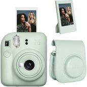 Instax Mini 12 Yeşil Çerçeve Deri Kılıf ve Fotoğraf Makinesi Seti