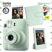 Instax Mini 12 Yeşil Fotoğraf Makinesi 20'li Film Çerçeve ve Kare Albüm Seti