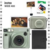 Instax Wide 400 Yeşil 20'li Film Eva Çanta Kıskaç Deri Albüm ve Fotoğraf Makinesi Hediye Seti