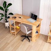 interGO-Çalışma Masası Bilgisayar Masası Ofis Ders Yemek Masası 4 Raflı Ahşap Ayaklı (Atlantik Çam)