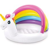 Intex Unicorn Şekilli Bebek Havuzu 127X102X69 cm Gölgelikli Yumuşak Şişme Taban Beyaz Renk