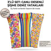 intex Yastıklı Şişme Deniz ve Havuz Yatağı 183 cm / Air Swimming Float Mat - 59711 Kendinden Yastıklı Desenli Deniz ve Havuz Yatağı (183X69 Cm) - 3LÜ SET (3MODEL)