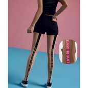 İntive Lingerie Penti Street Red Yanları Önü ve Arkası Pembe Şeritli Yazılı 20 Den Modern Ten Külotlu Çorap
