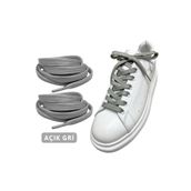 ipekbazaar Exclusice 120 Cm Açık Gri Yassı Spor Ayakkabı Bağcığı, Çift Katmanlı Örgülü Sneakers Bağcık, 1 Çift