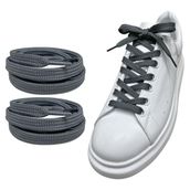 ipekbazaar Exclusive 120 cm Yassı Spor Ayakkabı Bağcığı, Çift Katmanlı Örgülü Sneakers Bağcık, 1 Çift (Gri)