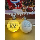 Işıklı Noel Desenli Yılbaşı Süsü, Beyaz, 1 Adet - Seçenek 1