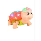 Işıklı Ve Müzikli Yürüyen Kaplumbağa Sesli Pilli Bebek Oyuncağı, Emeklemeye Ve Yürümeye Yardımcı 18Cm