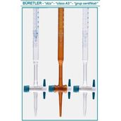 İsolab 018.01.025 25 ml Düz Amber PTFE Musluklu As Kalite Beyaz Skala Büret