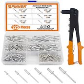 ISPINNER 225 adet Alüminyum Kör Perçin Çeşit Kiti Ağır Hizmet El Perçin Perçin Tabancası Aleti, 6 Boyut Pop Perçin
