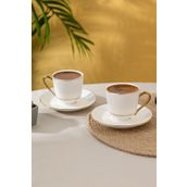 İstanbul Porselen Semin 140 ml 2 Kişilik Gold Kahve Fincan Takımı