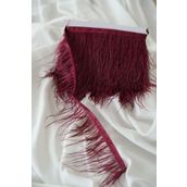 İstoria Bridal Bordo Yarım Metre Deve Kuşu Tüyü, Şerit Tüy, Otriş, Hobi Süsleme Tüyü, Dekoratif Tüy (50cm)