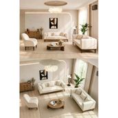 İyena Home Living Koltuk Takımı Pierro 3+3+1+1 Modern Koltuk Takımı Krem Krem