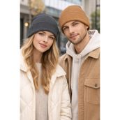 Jack Ferrero Unisex Katlamalı 2 Adet Bere Seti, Gri-Camel, M Beden
