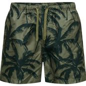 Jack & Jones Only & Sons Onsprınt Erkek Deniz Şortu Desenli Rahat Yazlık Regular Fit - Yeşil - M