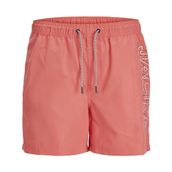 JACK & JONES Pembe Erkek Çocuk Deniz Şortu JPSTFIJI JJSWIM DOUBLE LOGO LY SN JNR, 12 yaş