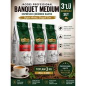 Jacobs Banquet Medium Espresso Beans Çekirdek Kahve 1000 gr x 3 Paket - 3 kg