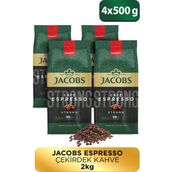 Jacobs Cafe Espresso Çekirdek Kahve 500 gr x4 Dengeli Lezzet ve Yoğun Aroma ile Taze Kahve