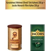 Jacobs Mehmet Efendi Türk Kahvesi 250 gr + Jacobs Monarch Filtre Kahve 250 gr
