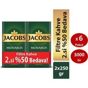 Jacobs Monarch 250 gr x 12 Paket Filtre Kahve Kafeinli Yoğun Aroma ile Taze Çekilmiş - 3 kg
