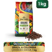 Jacobs Origins Brazil & Colombia 1 kg Çekirdek Kahve Özel Kavrulmuş Yoğun Aroma ile