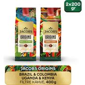 Jacobs Origins Brazil & Colombia + Uganda & Kenya Filtre Kahve 200GR 2'li Paket - 200 gr