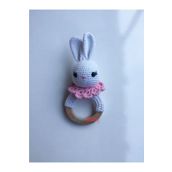 Jaju Baby Amigurumi Pembe Tavşan Diş Kaşıyıcılı Çıngırak 14 Cm