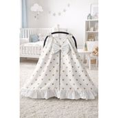 Jaju Baby Gold Poplin Kumaş Fırfırlı Puset Örtüsü - Beyaz