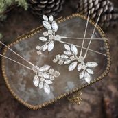 Jakawin Crystal Bride Düğün Saç İğneleri Gümüş Saç Parçası Gelin Çiçeği Saç Aksesuarları Kadınlar ve Kızlar için HP130 (Gümüş)