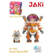 Jaki JK9108 Space Quest Serisi Turuncu Astronot 497 Parça Oyuncak Yapım Seti