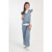 Jannock Kız Çocuk Yelekli Denim Pamuk Kot Takım Pantolon&Gömlek&Yelek