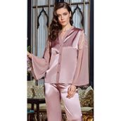 Jeremi 443 Karamel 6'lı İpek Saten Kadın Pijama Takımı