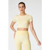 Jerf Captiva Yumuşak Dokulu Esnek Sarı Crop Top