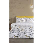 Jolly Home 4 Mevsim Çift Kişilik Kapitoneli Manolya Sarı Gri Nevresim Takımı