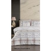 Jolly Home 4 Mevsim Çift Kişilik Kapitoneli Melina Taş Kahve Nevresim Takımı
