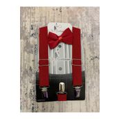 Jr Gentleman Erkek Çocuk Kırmızı Renk Papyon Askı Seti 1-6 Yaş