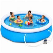Jumbo Boy Şişme Havuz, 3.05 Metre Çaplı Jumbo Aile Havuzu, 3 Katmanlı Dayanıklı PVC UV Güneşe Dayanıklı, Çift Yönlü Hava Akışlı Yetişkin Çocuk Ev Balkon Bahçe Yazlık İçin Uygun Büyük Boy Şişme Havuz