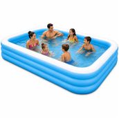 Jumbo Büyük Boy Şişme Havuz, 3.05 Metre Geniş Aile Havuzu, 3 Katmanlı Dayanıklı PVC UV Güneşe Dayanıklı, Çift Yönlü Hava Akışlı Yetişkin Çocuk Ev Balkon Teras Bahçe Yazlık Kullanımı İçin Şişme Havuz