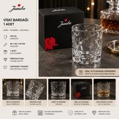 Jumbo Kabartma Desenli Viski Bardağı – 250 ml Premium Cam Bardak - Şeffaf