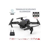 Junglee E88 4K Hd Çift Kamerali Drone App Kontrol Wifi Li Katlanabilir X3 Batarya Siyah