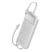 Juo 10000 mAh 22.5W Led Ekranlı Lightning ve Type-C Beyaz Kablolu Powerbank Taşınabilir Hızlı Şarj
