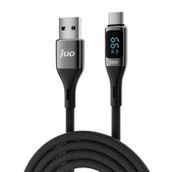 Juo 66W USB-A to USB Type-C 1 mt Dijital Led Ekranlı Örgülü Hızlı Şarj ve Data Kablosu
